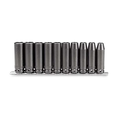 Proto 1/2" Drive Deep Impact Socket Set,  Metric,  10 pcs J74212