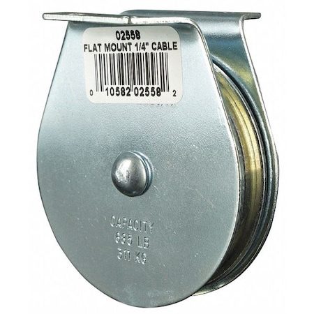 ZORO SELECT Pulley Block, Wire Rope, 1/4 in Max Cable Size, 685 lb Max Load, Zinc Plated 4JX73