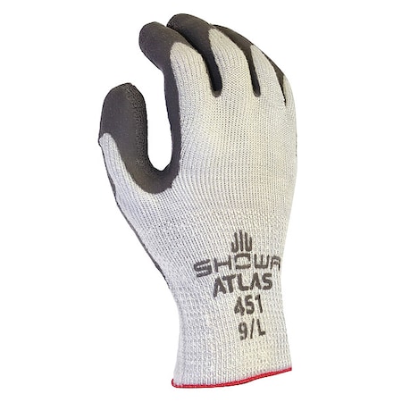 SHOWA Natural Rubber Latex Coated Gloves, Palm Coverage, Gray, S, PR 451S-07