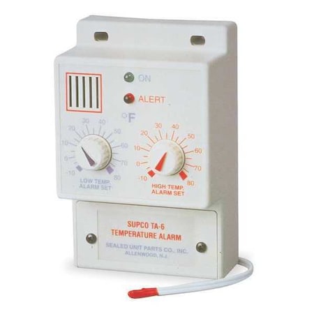 Supco Temperature Alarm, -10 to 80F, 120VAC TA-6
