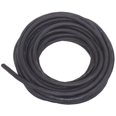 Zoro Select Portable Cord, SOOW, 12 AWG, 3 C, Black, Rubber, Stranded, 600V, Indoor/Outdoor, 50 ft E3701