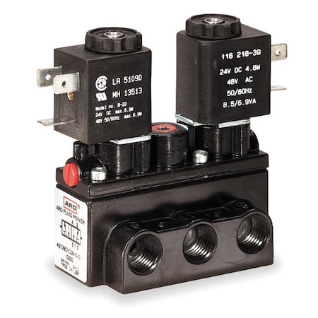 Aro Solenoid Air Control Valve, 1/4 In, 24VDC A212SD-024-L