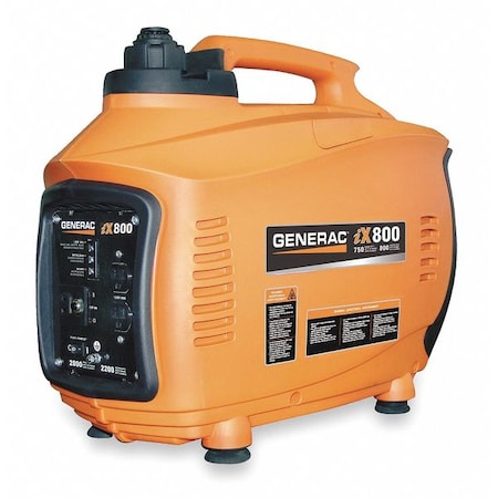 Generac Portable Inverter Generator, Gasoline, 800 Rated, 850 Surge, Recoil Start, 6.6 A 5791