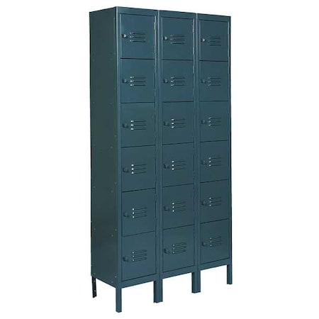 Zoro Select Box Locker, 36 in W, 15 in D, 78 in H, (3) Wide, (18) Openings, Gray 4KCU4