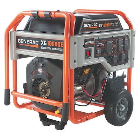Generac Portable Generator, Gasoline, 10,000 Rated, 12,500 Surge, Electric Start, 83.3/41.7 A 5802