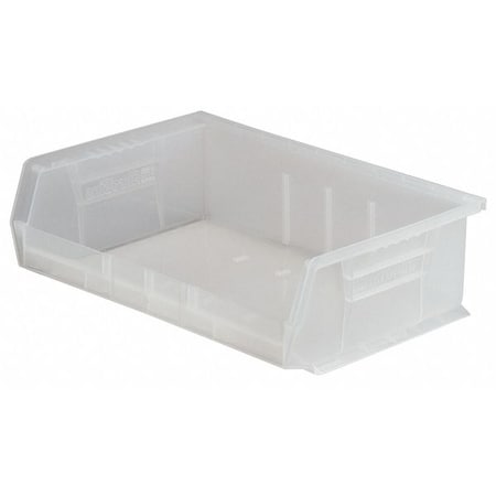Akro-Mils Hang & Stack Storage Bin, Plastic, Clear, 5 in H, 16 1/2 in W, 10 7/8 in L 30255SCLAR