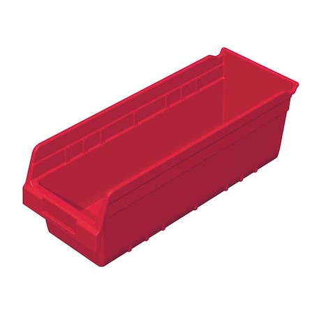 Akro-Mils Shelf Storage Bin, Plastic, Red, 6 in H, 6 5/8 in W, 17 7/8 in L 30098RED