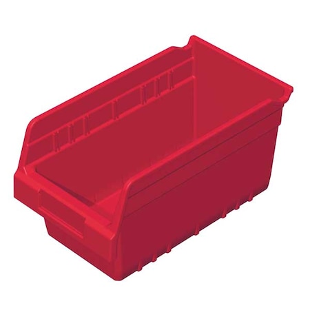 Akro-Mils Shelf Storage Bin, Plastic, Red, 6 in H, 6 5/8 in W, 11 5/8 in L 30090RED