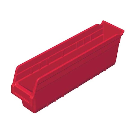 Akro-Mils Shelf Storage Bin, Plastic, Red, 6 in H, 4 1/8 in W, 17 7/8 in L 30048RED