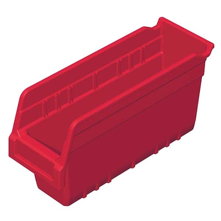 Akro-Mils Shelf Storage Bin, Plastic, Red, 6 in H, 4 1/8 in W, 11 5/8 in L 30040RED
