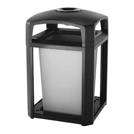 Rubbermaid Commercial Landmark Series(R) 35 gal Square Outdoor Can, Black, None, Plastic, 26 in FG397001BLA