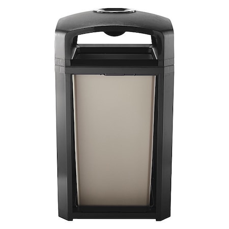 Rubbermaid Commercial Landmark Series(R) 50 gal Square Outdoor Can, Black, None, Plastic, 26 in FG397501BLA