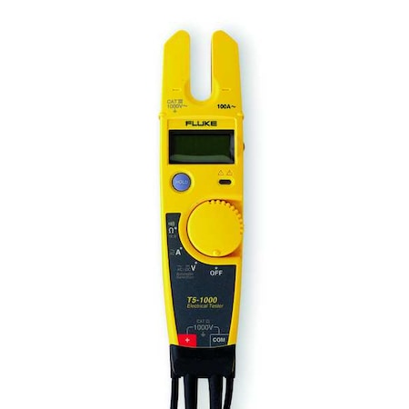 FLUKE Clamp Meter, LCD, 100 A, 0.5 in (13 mm) Jaw Capacity, CAT III 1000V, CAT IV 600V Safety Rating Fluke-T5-1000