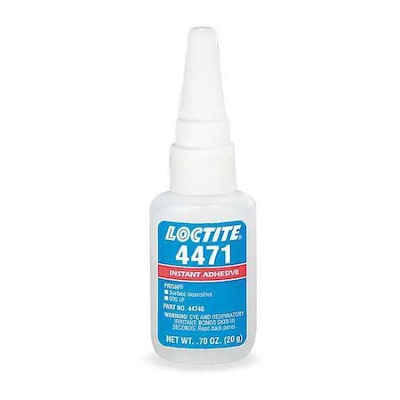 Loctite Instant Adhesive, 4471 Series, Clear, 0.7 oz, Bottle 158530