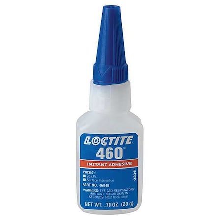 Loctite Instant Adhesive, 460 Series, Clear, 0.7 oz, Bottle 135463