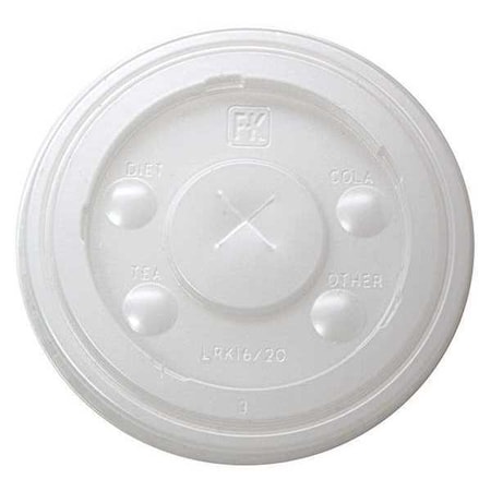 Fabri-Kal Lid for 16, 20 oz. Cold Cup, Flat, Identification Buttons, Straw Slot, Translucent, Pk1000 LRK16/20