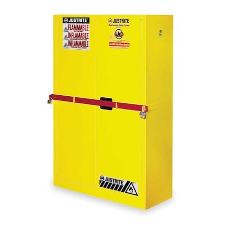 Justrite Hazardous Material Storage Cabinet, 45 gal, 2 Shelves, Steel, 43 in W x 65 in H x 18 in D, Yellow SC29884Y
