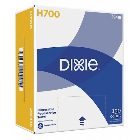 Georgia-Pacific Food Service Towel Hydroentangled Fiber 13" x 24", White-Green Stripe, 150 Sheets/PK 29416