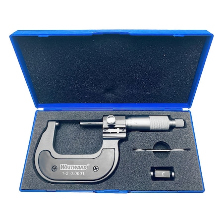 Westward Digital Micrometer, 1 to 2", 0.0001, Ratchet 4KU88