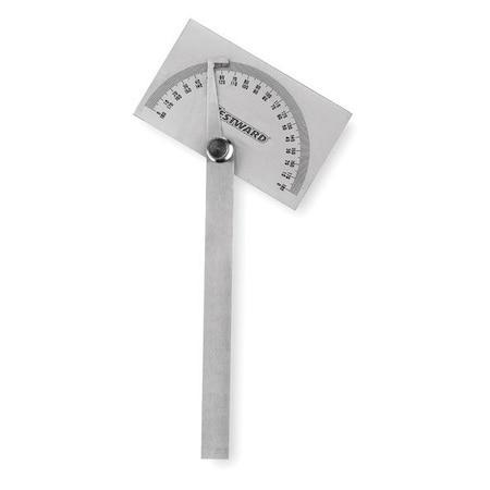 Westward Protractor, Steel, 6 In 4KU93