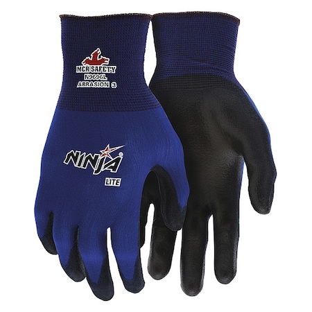 MCR SAFETY Polyurethane Coated Gloves, Palm Coverage, Black/Blue, XL, PR N9696XL