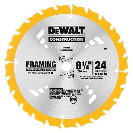 Dewalt 8-1/4In, 24-Teeth Circular Saw Blade DW3182