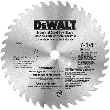 Dewalt 7 1/4" 40T Steel Combo Blade DW3325