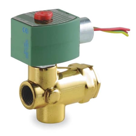 Asco Solenoid Valve, 2-Way, 2-Position, Normally Closed, 1/2 in Pipe Size, 120V AC, High Pressure, Brass 8223G003