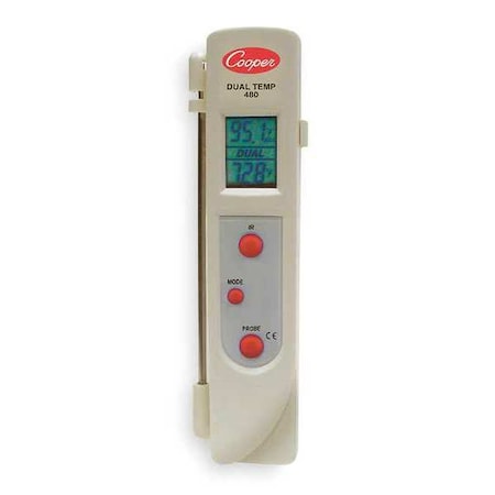 Cooper-Atkins Infrared Thermometer, Single Dot Laser Sighting Adjustable 0.10 to 1.00, LCD 480-0-8