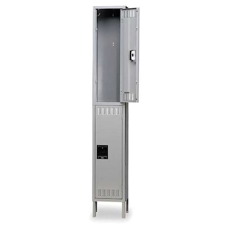 Tennsco Wardrobe Locker, 15 in W, 18 in D, 78 in H, (1) Wide, (2) Tier, Gray DTS-151836-1MG