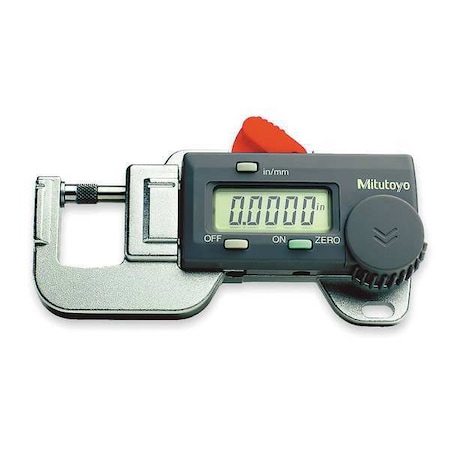 Mitutoyo Digital Thickness Gage, 0.2 Dia, 0-0.5 In 700-118-20