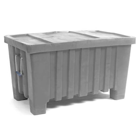 MYTON INDUSTRIES Gray Ribbed Wall Container, Plastic, 8.7 cu ft Volume Capacity 4LMD2