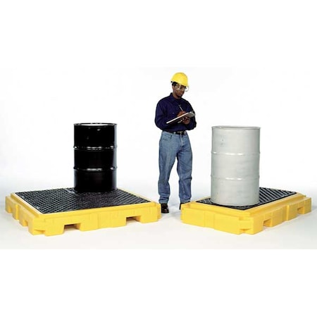 ULTRATECH Drum Spill Containment Pallet, 66 gal Spill Capacity, 2 Drum, 4500 lb, Polyethylene 9610