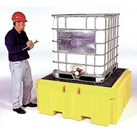 Ultratech IBC Still Containment Unit, for (1) IBC, 62 in L x 62 in W x 28 in H, 8500 lb Load Capacity, Yellow 1157