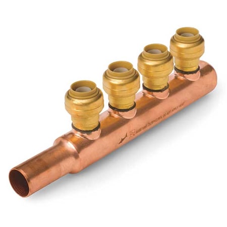 Sharkbite Push Fit Manifold, LF CU, Push Fit, 1 In. W 22998LF