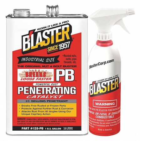 Blaster Penetrating Lubricant, Can, 1 gal, 20 to 120 degrees F, Petroleum Distillates 128-PB w/Sprayer
