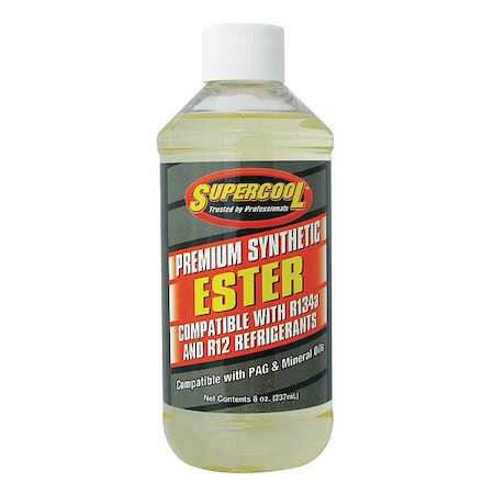 Supercool A/C Compressor Ester Lubricant, 8 oz, Bottle, Yellow E7