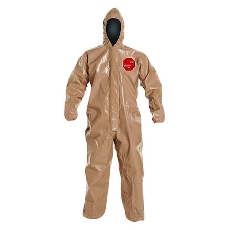 DUPONT Coveralls, 6 PK, Tan, Tychem(R) 5000, Zipper C3127TTNLG000600