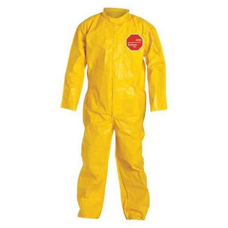 Dupont Collar. Stormflap. Open Wrists and Ankles. Storm Flap with Adhesive Closure. Yellow. XL QC120BYLXL001200
