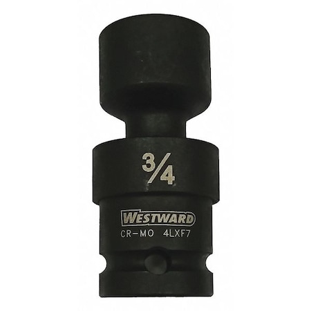 Westward WESTWARD 1/2 in Drive Impact Socket, Standard Socket, Black Oxide, Steel, 3/4 in 4LXF7
