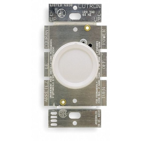 Lutron Lighting Dimmer, Rotary, 3-Way, 600W D-603PH-WH