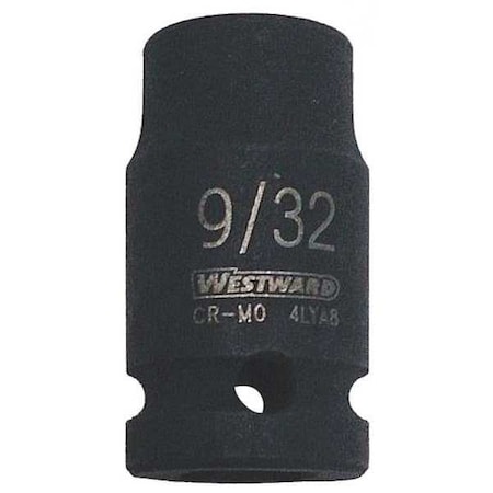 Westward WESTWARD 1/4 in Drive Impact Socket, Standard, Black Oxide, 9/32 in 4LYA8