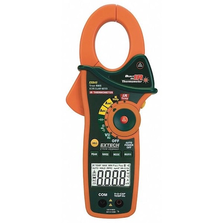 Extech Clamp Meter, LCD, 1000 A, 1.8