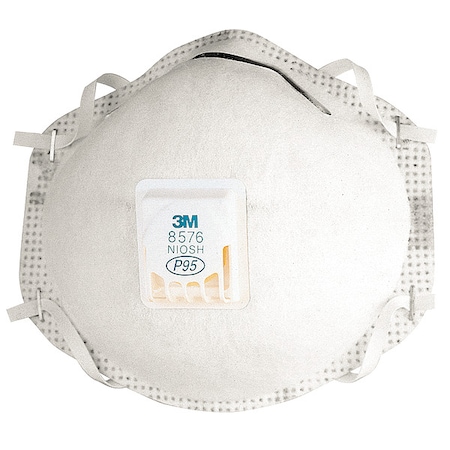 3M Disposable Respirator, Nuisance Acid Gas, P95, Molded, Dual, Non-Adjustable, Metal Nose Clip, M 8576