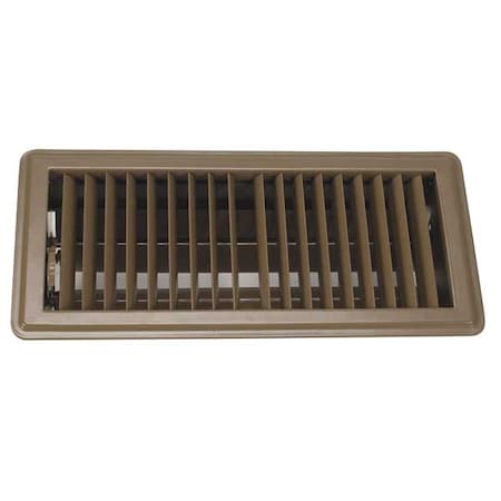 Zoro Select Lay-In Floor Register, 10 in W x 4 in H Opening, 174 cfm, Brown, Steel, One-Way Airflow 4MJE9