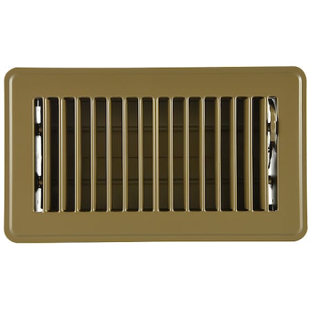 Zoro Select Lay-In Floor Register, 8 in W x 4 in H, Louvered, Brown, Steel, One-Way Airflow 4MJE2