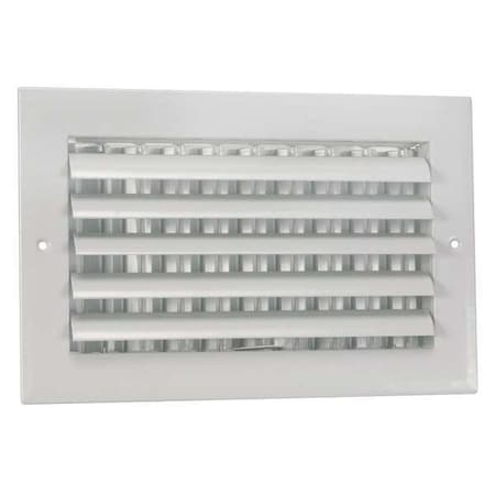 Zoro Select Sidewall/Ceiling Register, 10 in W x 6 in H Opening, White, Aluminum, One-Way Airflow, Surface Mount 4MJK6