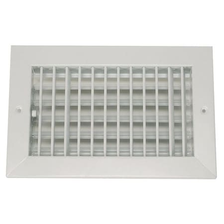 Zoro Select Sidewall/Ceiling Register, 8 in W x 8 in H Opening, White, Steel, One-Way Airflow, Surface Mount 4MJJ8