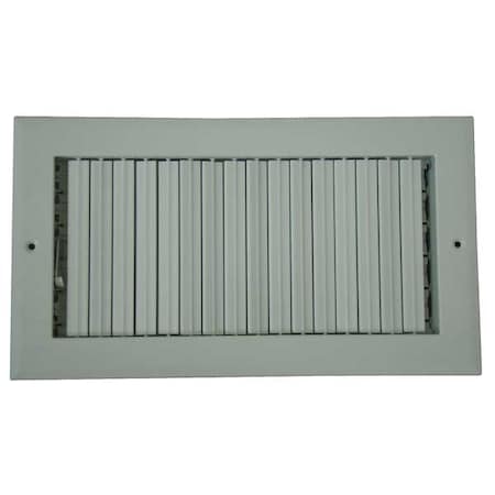 Zoro Select Sidewall/Ceiling Register, 14 in W x 6 in H Opening, White, Aluminum, Adjustable Airflow, Surface 4MJL9
