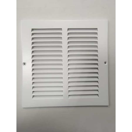 Zoro Select Ceiling/Wall Return Air Grille, 8 in W x 8 in H Opening, 1/2 in Bar Spacing, White, Steel, One-Way 4MJN3